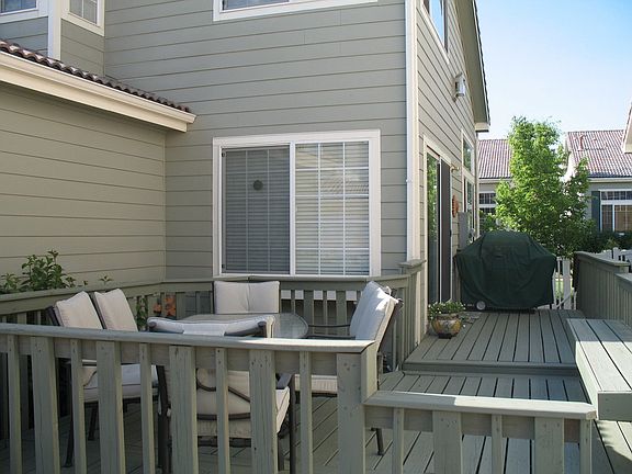 Large patio with landscaping