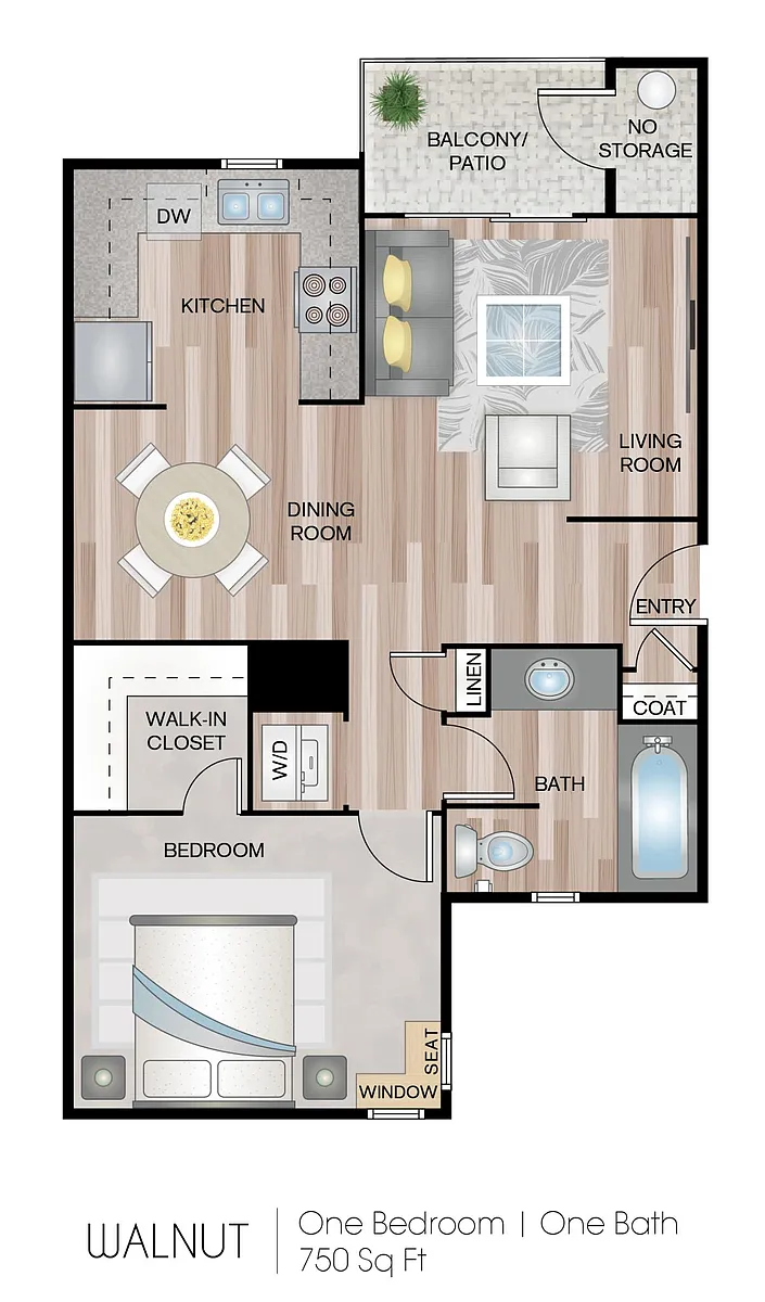 Floor plan Walnut - 1 bedroom