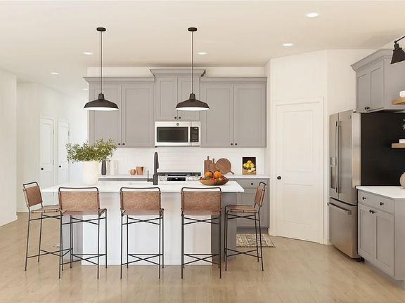 Kitchen with pendant lighting