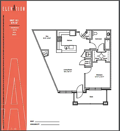Floor plan One Bedroom Den G