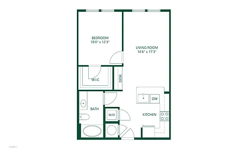 Floor plan 1 Bedroom 1 Bath