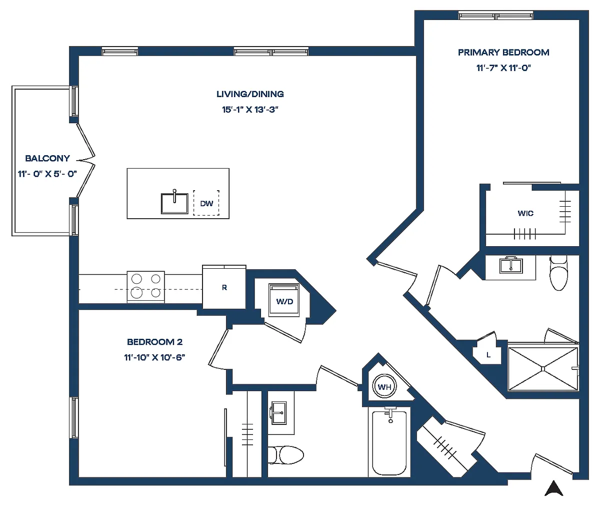 Floor plan 2 Bed/2 Bath-B3-B Smyth
