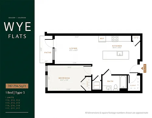 Floor plan 1 Bed 1 Bath - Type 3