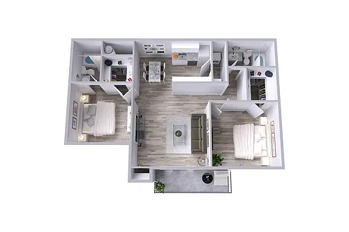 Floor plan B1 | 2 Bed | 2 Bath