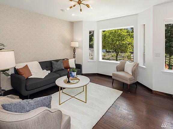 Formal living with Designer walls and bay window. 