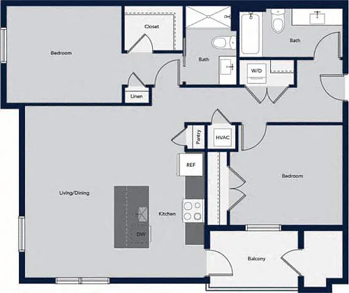 Floor plan Two Bedroom-Large