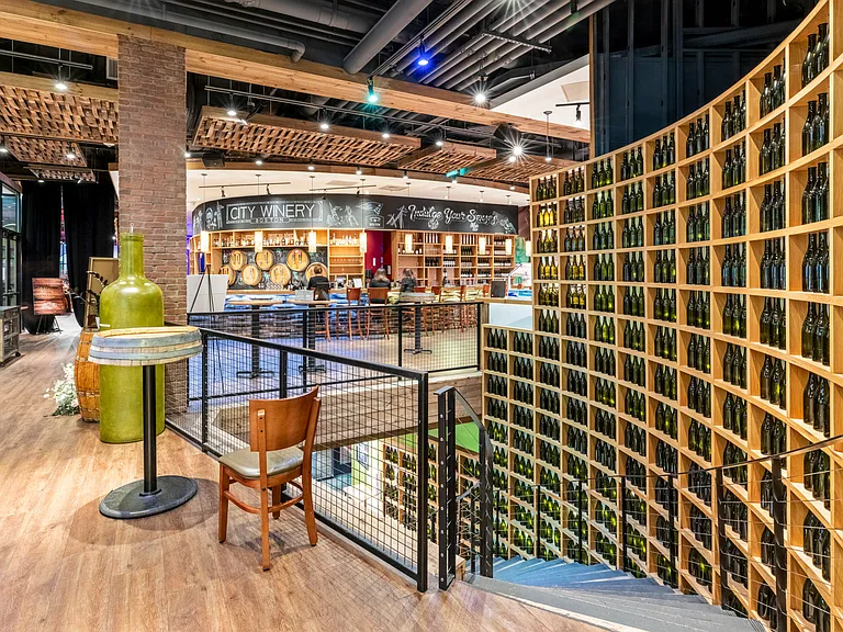An award-winning winery and restaurant located right downstairs