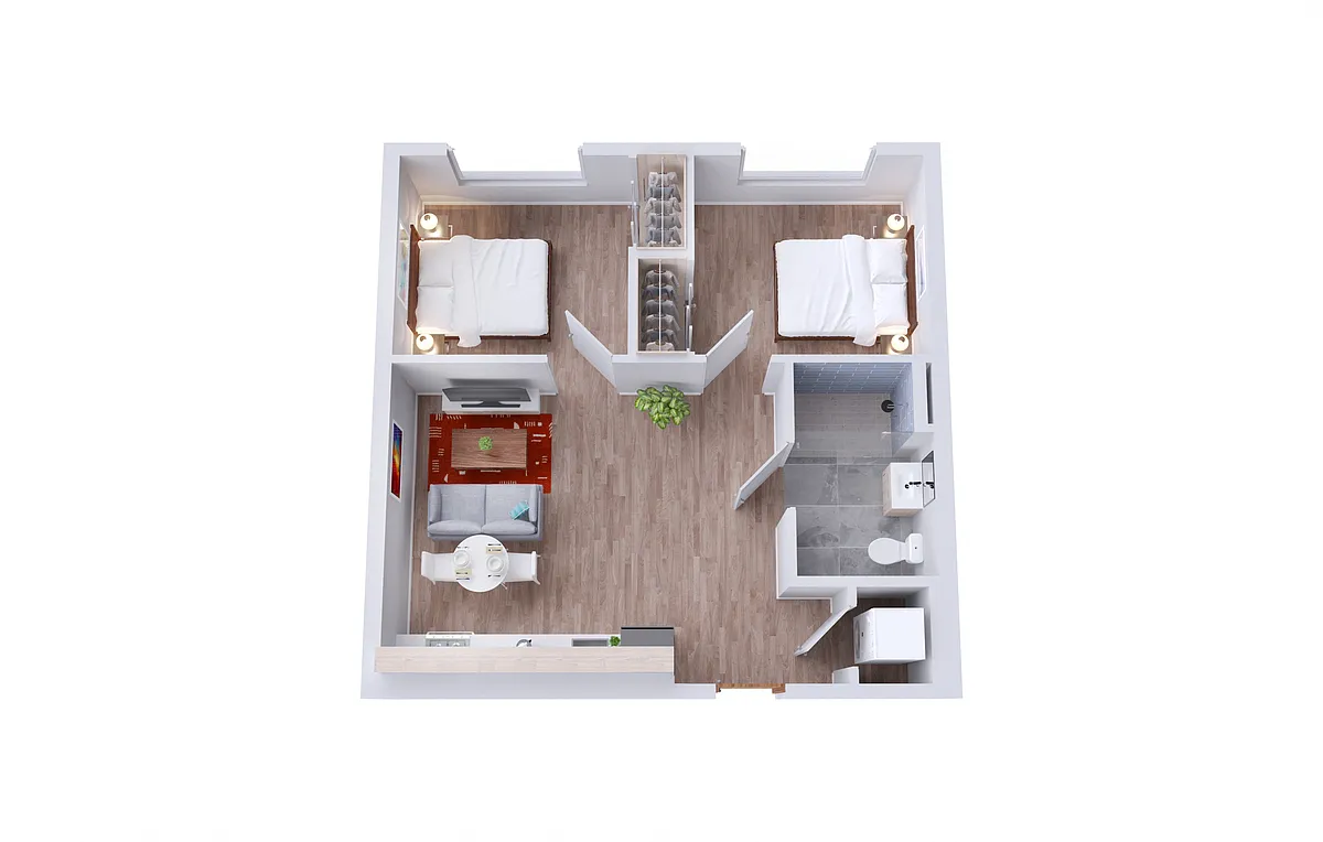 Floor plan 1D - One Bedrooms