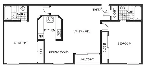 Floor plan 2 Bed, 2 Bath C