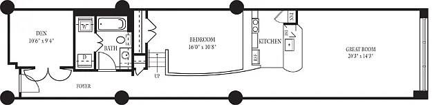 Floor plan CO-B One Bedroom, One Bathroom
