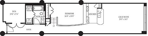 Floor plan CO-B One Bedroom, One Bathroom