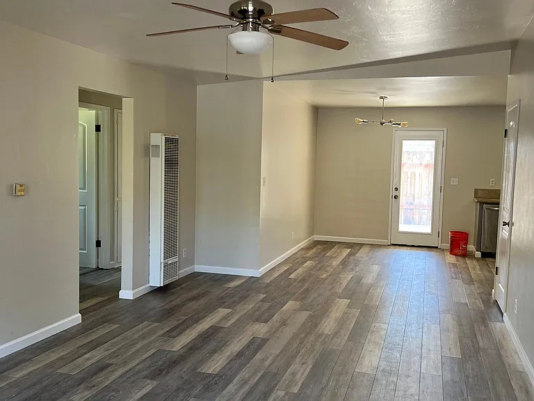 living room looking to rear door