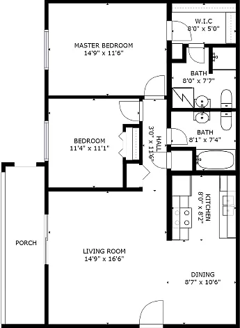 Floor plan 2X2 Reno