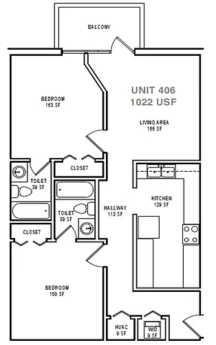 Floor plan B5 Two Bedroom/ Two Bath