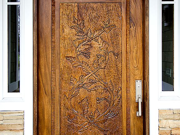 Hand Carved Mahogany Door