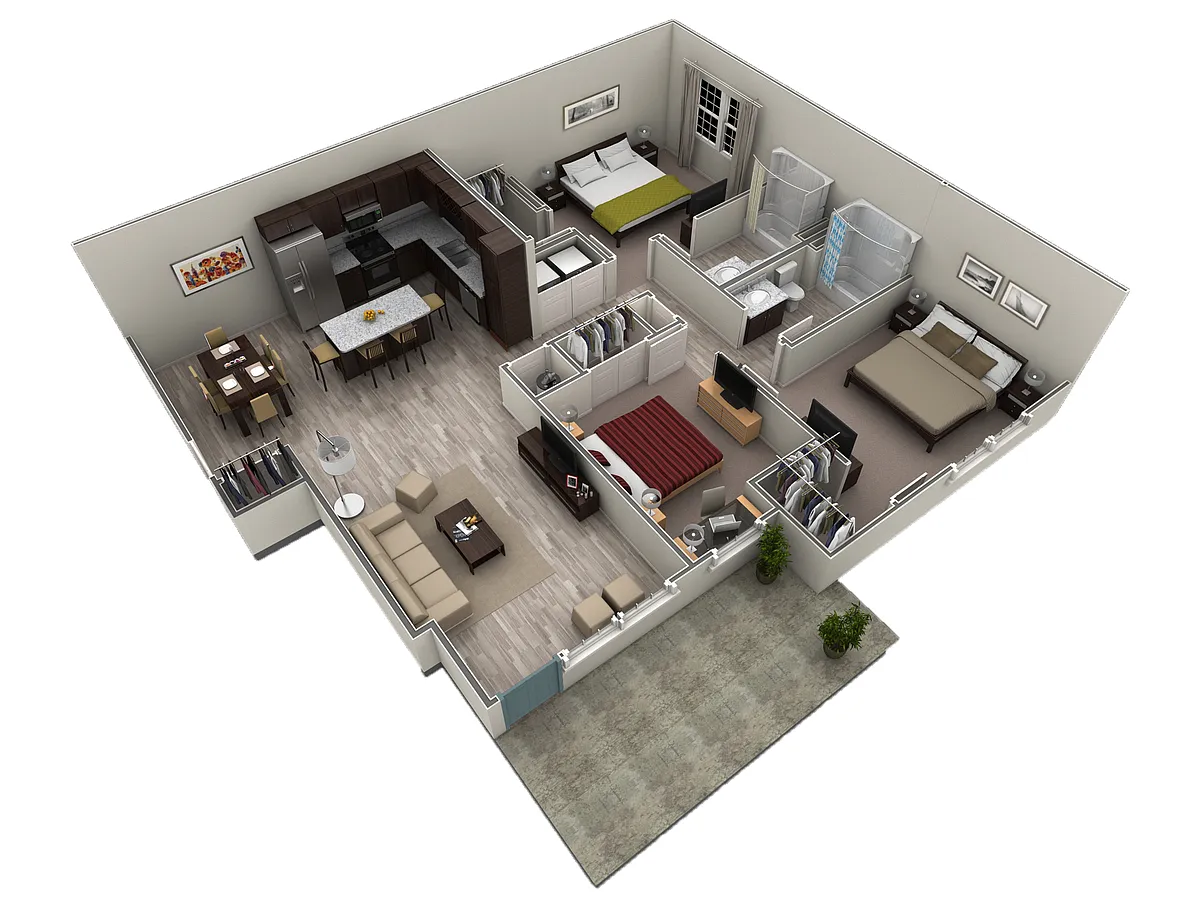 Floor plan 3 BR Grand Courtyard Garage