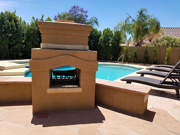 Pool deck and wood burning fireplace
