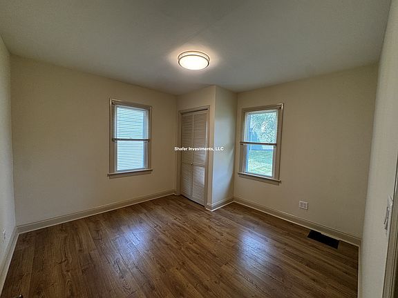 View of the west-facing bedroom with a closet.