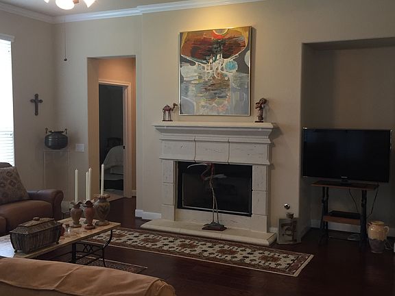Living room with fireplace.