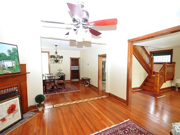 Living room with decorative fireplace