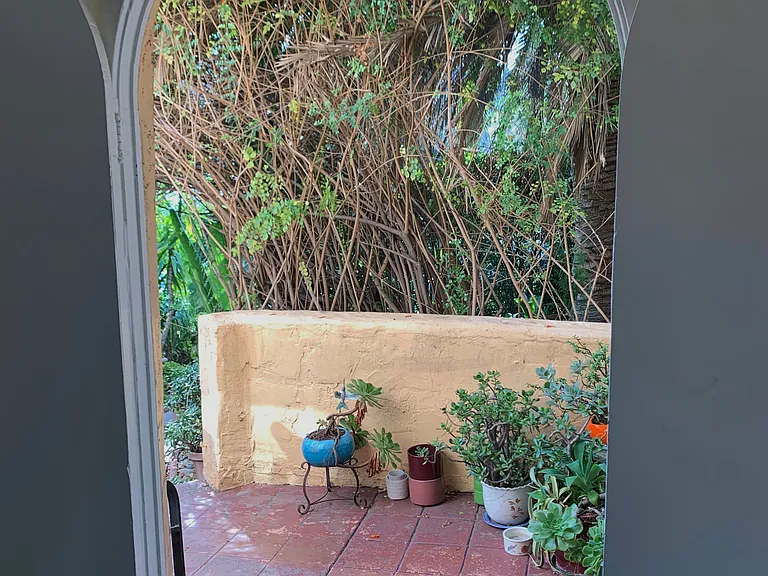 view out the front door of the building