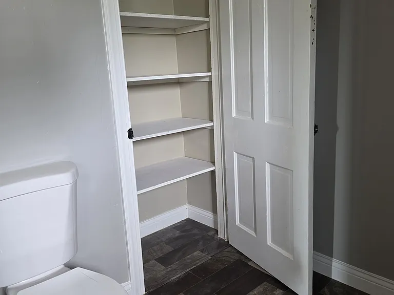 Linen closet in the bathroom. It's fairly deep