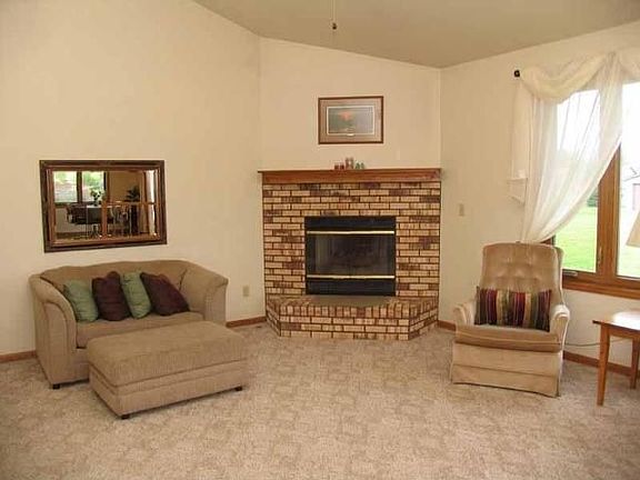 Living room with natural fireplace