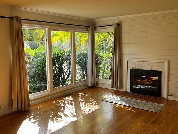 Sunny living room with fireplace