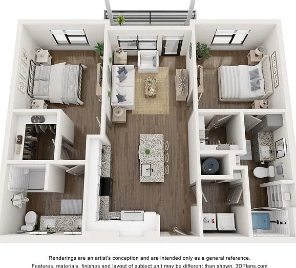 The Linden is a 1,047 SF two-bedroom two-bathroom apartment with balcony / patio that blends comfort, refinement, and a sense of arrival. The Linden is a 1,047 SF two-bedroom two-bathroom apartment with balcony / patio that blends comfort, refinement, and