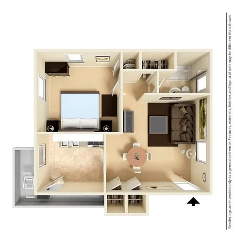 Floor plan 1 Bedroom/1 Bathroom
