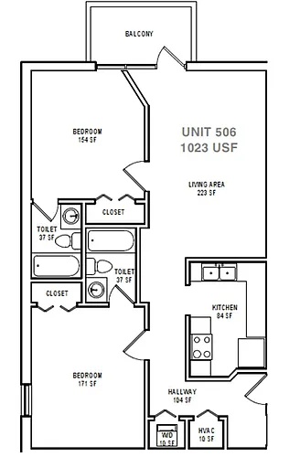 Floor plan B5A Two Bedroom / Two Bath