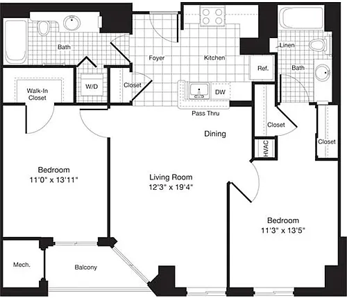 Floor plan 2 Bedrooms J