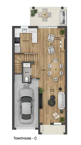 Floor plan C4 - 3 Bed Townhouse - NEW BUILD
