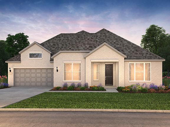 The Reverence, a one-story home with 2-car garage, shown with Home Exterior TR201