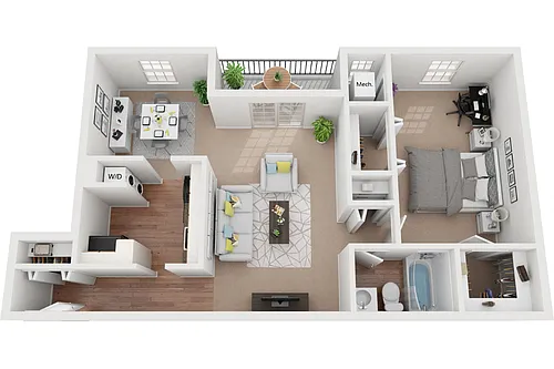 Floor plan Ashburton 1 Bedroom 1 Bath