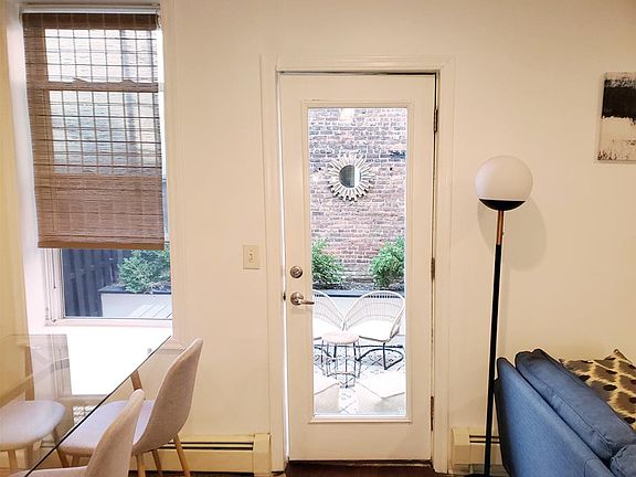 Enjoy the views to the courtyard from the living and dinning area.