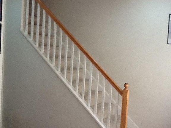 Gleaning hardwood and Berber carpet on stairs