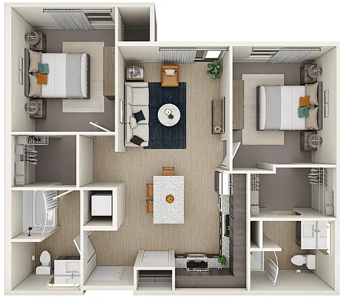 Floor plan 2 Bedroom/2 Bath (Live/Work Styles Available) - In