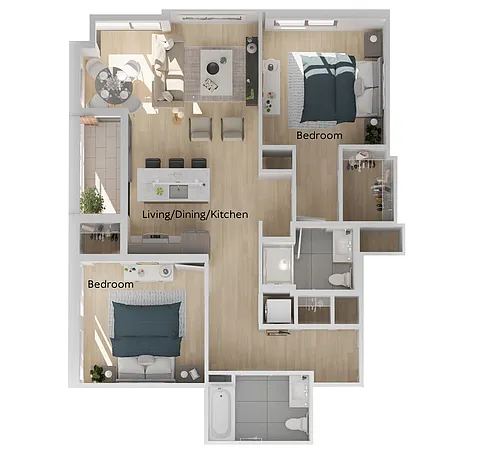 Floor plan Two Bedroom + Balcony