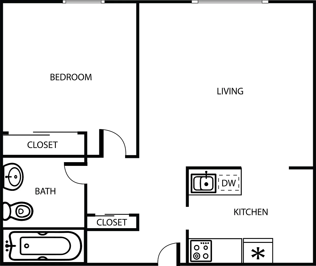 Floor plan 1 Bedroom 1 Bath