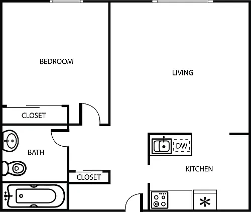 Floor plan 1 Bedroom 1 Bath