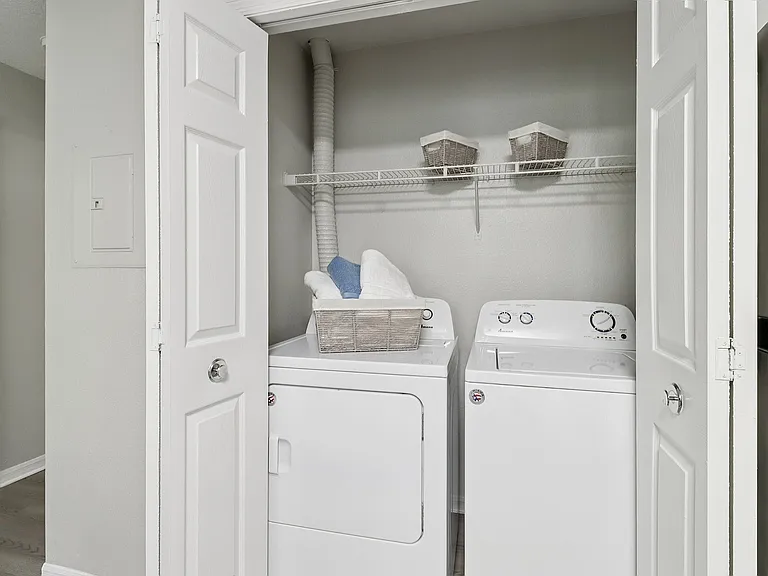 Enjoy the convenience of an in-home washer and dryer
