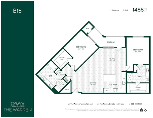 Floor plan 2-Bedroom B15
