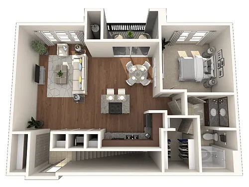 Floor plan One Bedroom + Den