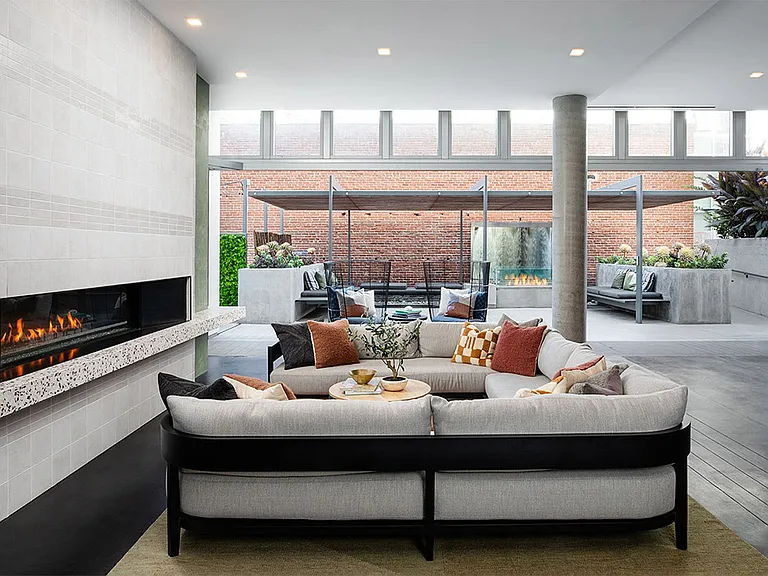 Apartment community resident lounge at Griffis East Village in San Diego, California.