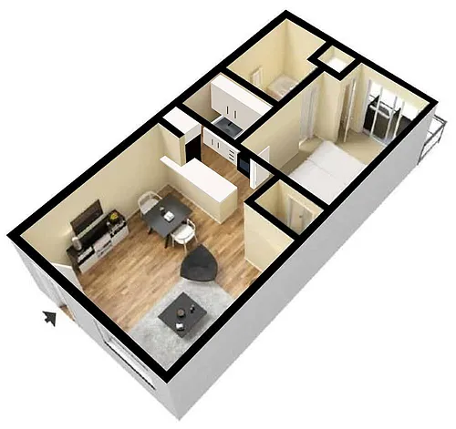 Floor plan One Bedroom One Bath Classic