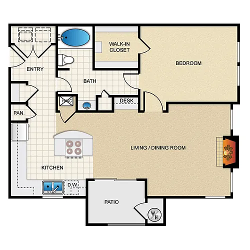 Floor plan One Bedroom A6