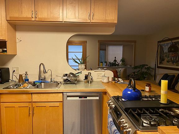 Upstairs kitchen and living room
