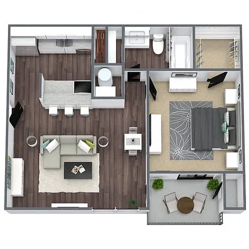 Floor plan A1: 1 Bed 1 Bath
