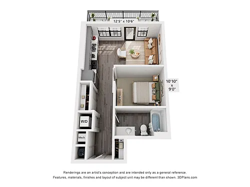 Floor plan Studio | 613 sqft